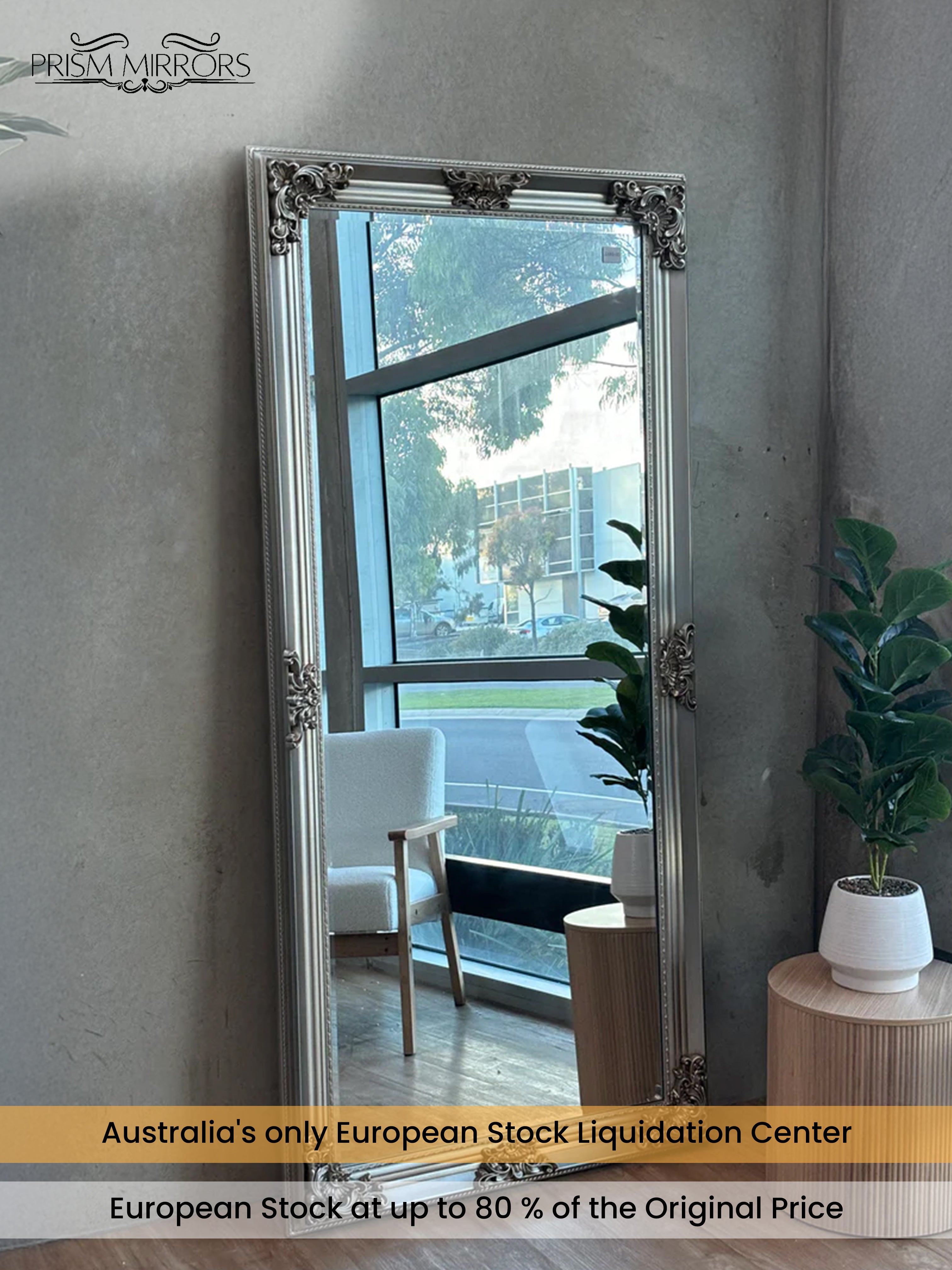 Antique Vienna Mirror - Champagne - 190cm x 90cm
