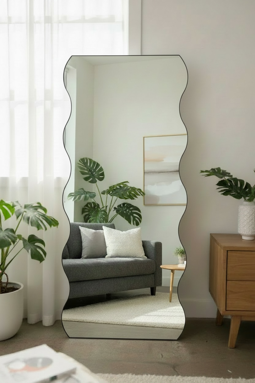 Wavy Mirror - Black - 180cm x 80cm