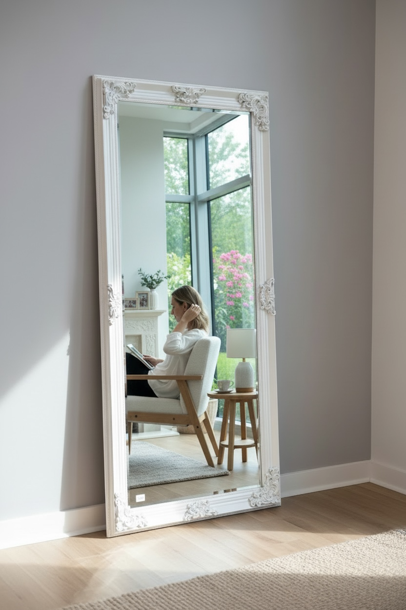 Antique Vienna Mirror - White- 190cm x 90cm