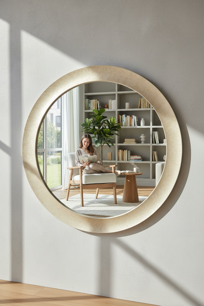 Cream Concrete Round - 110cm