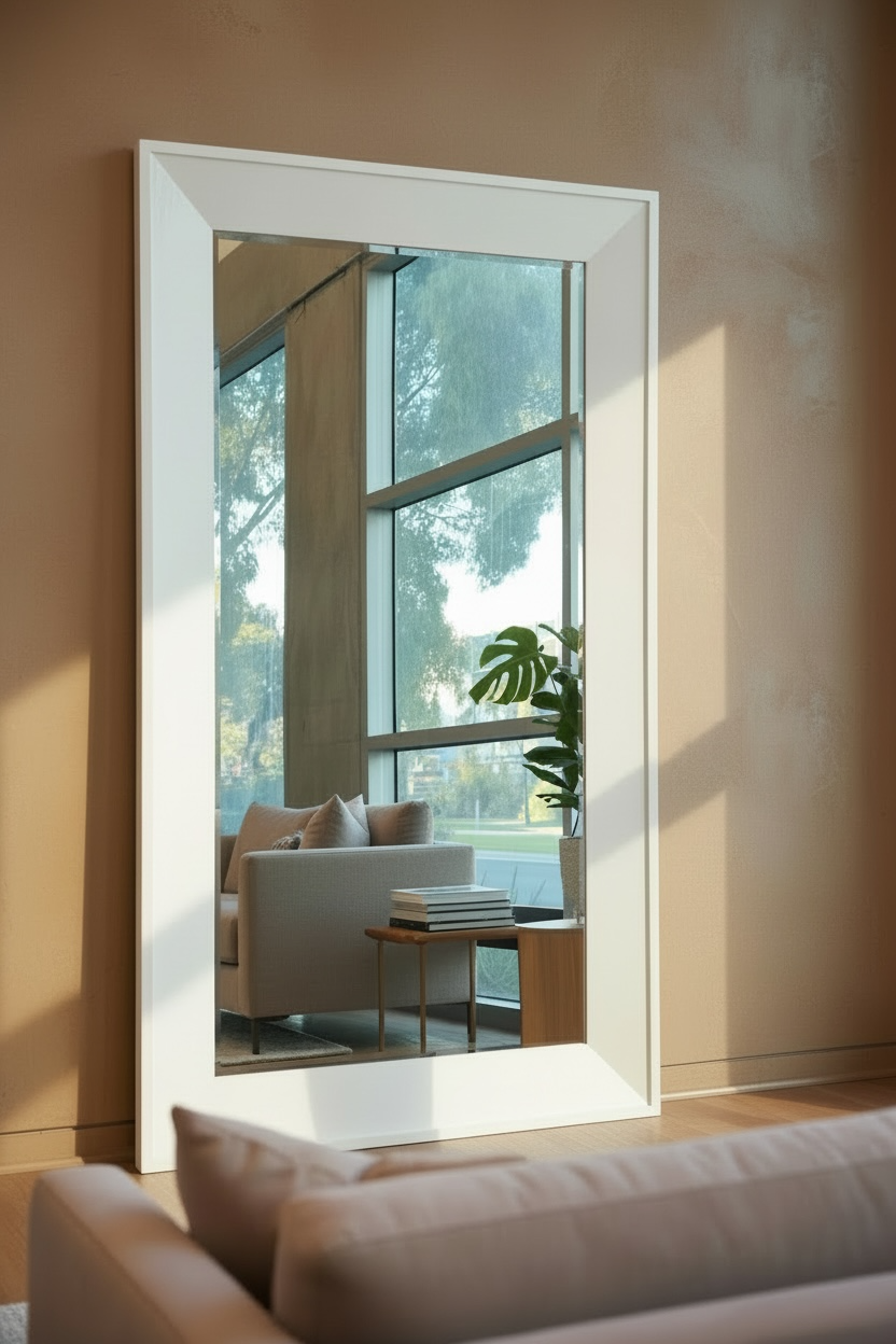 King Wooden Mirror - White - 215cm x 125cm