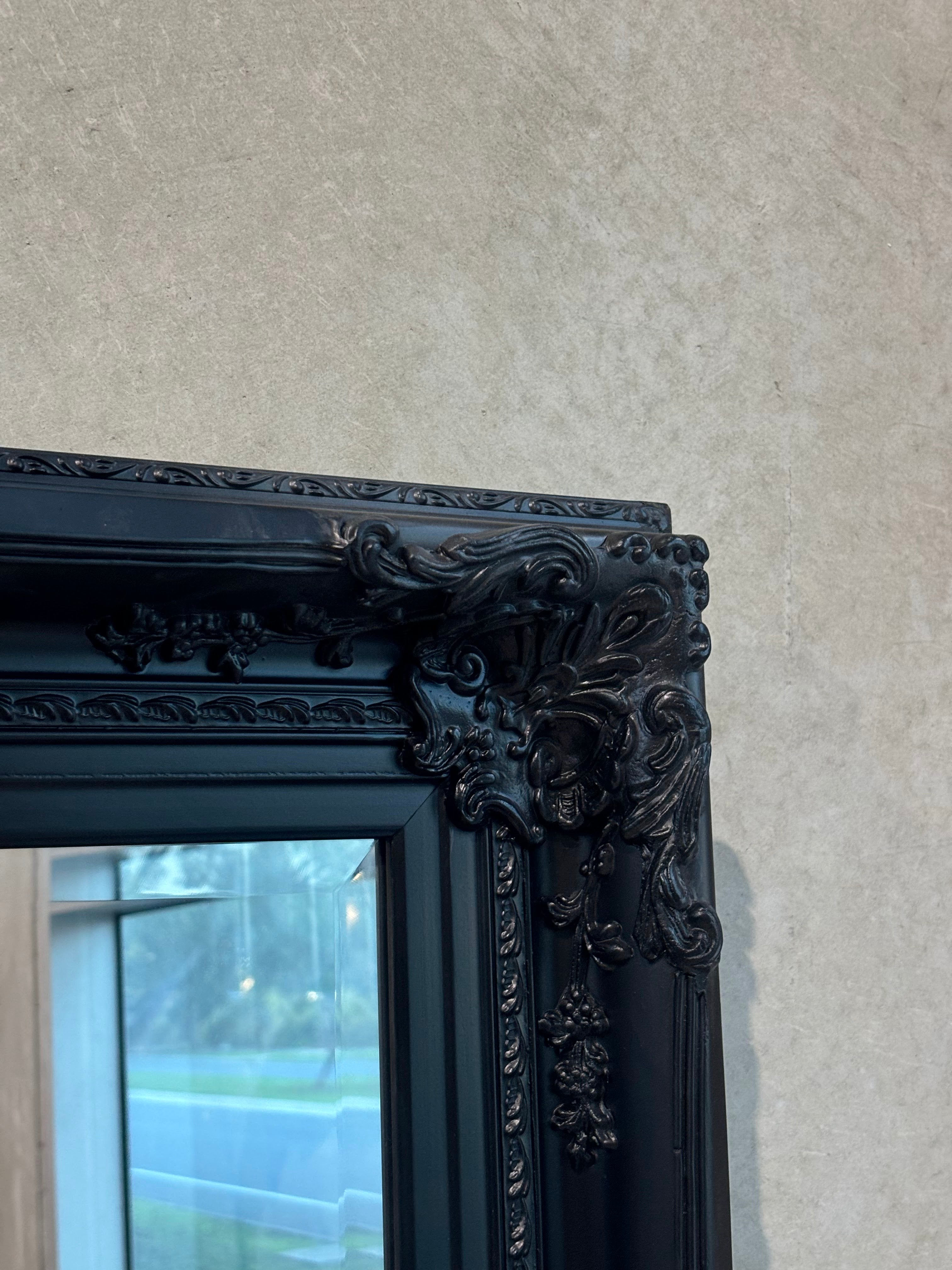 Ornate Vienna Mirror - Black - 180cm x 90cm
