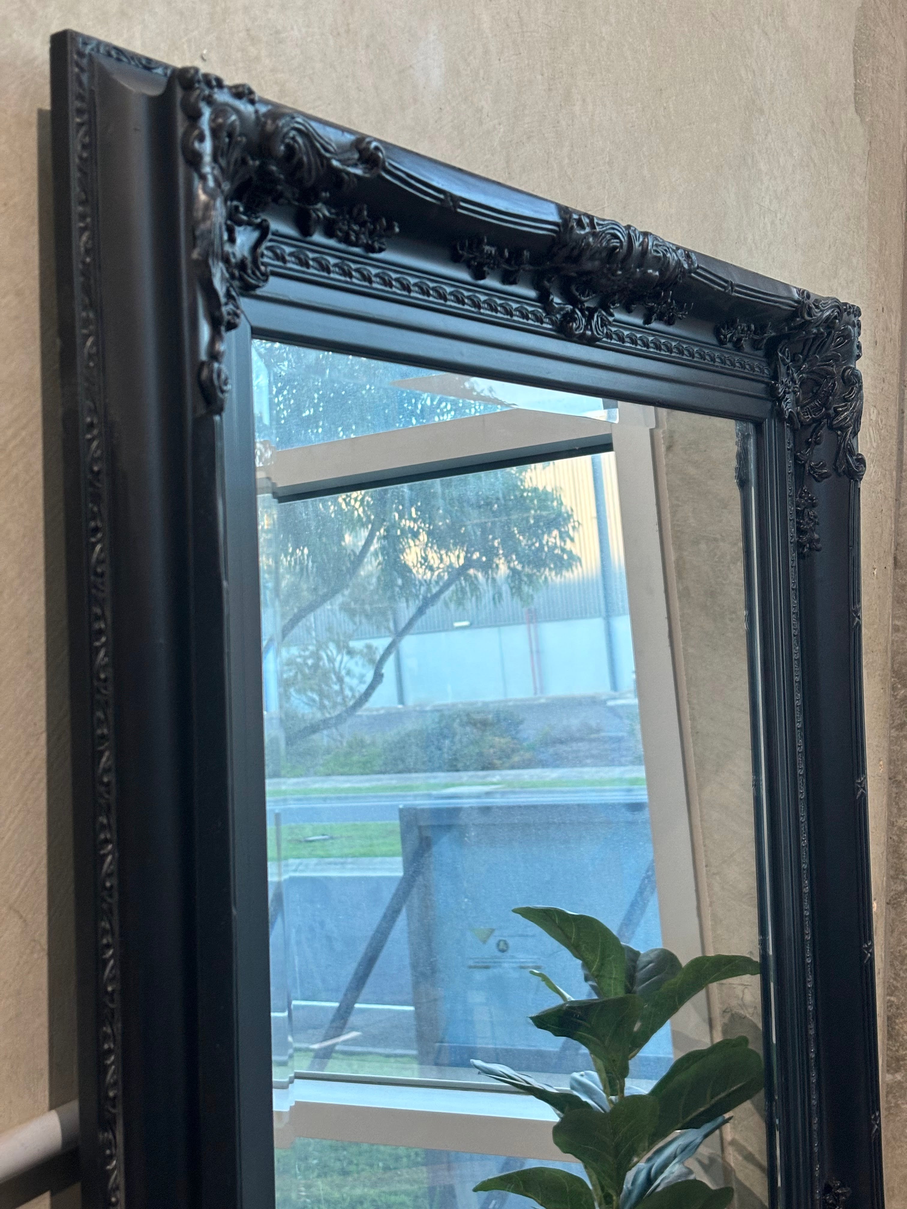 Ornate Vienna Mirror - Black - 180cm x 90cm