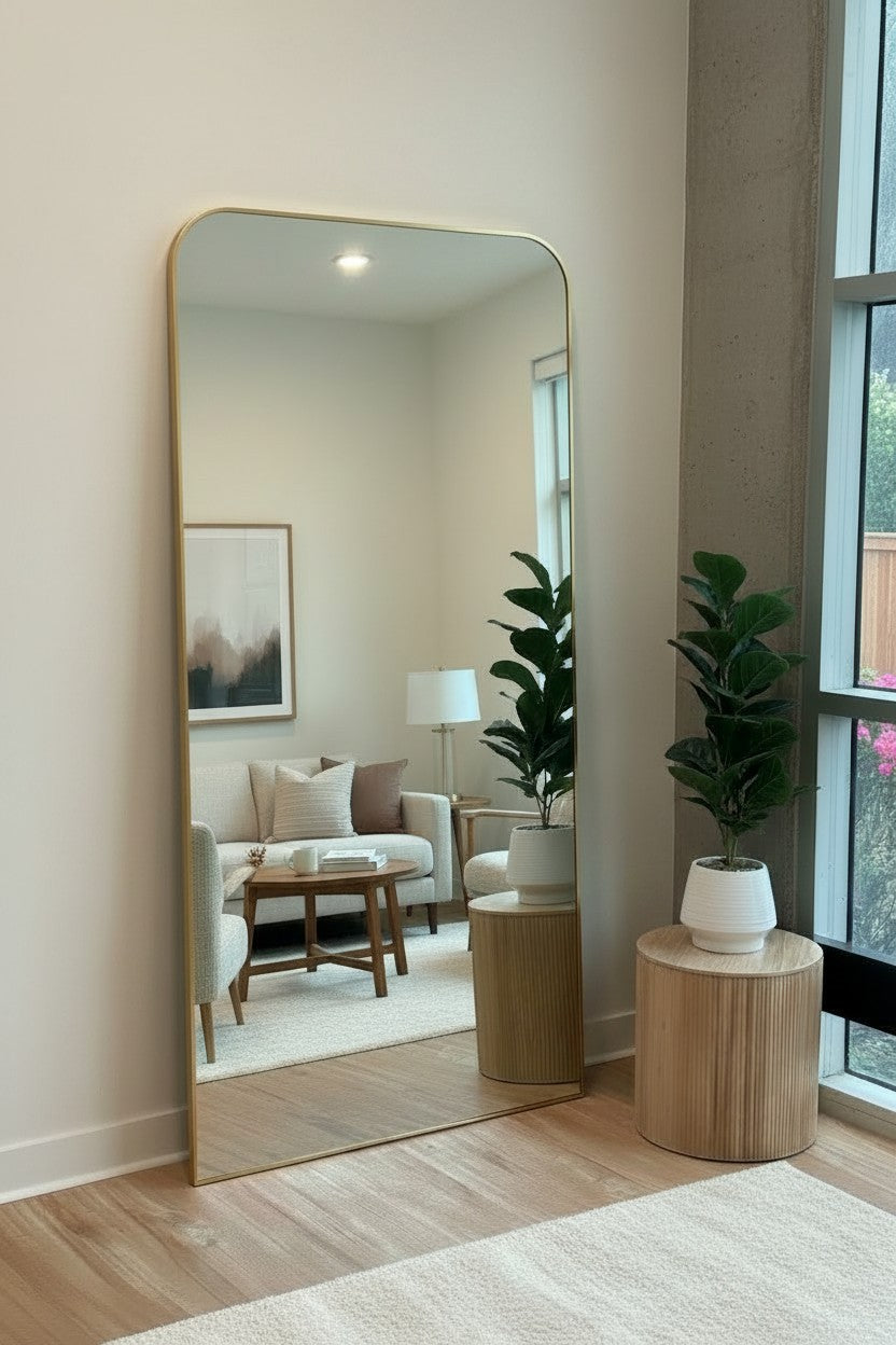 Half Curved Mirror - Gold - 200cm x 100cm